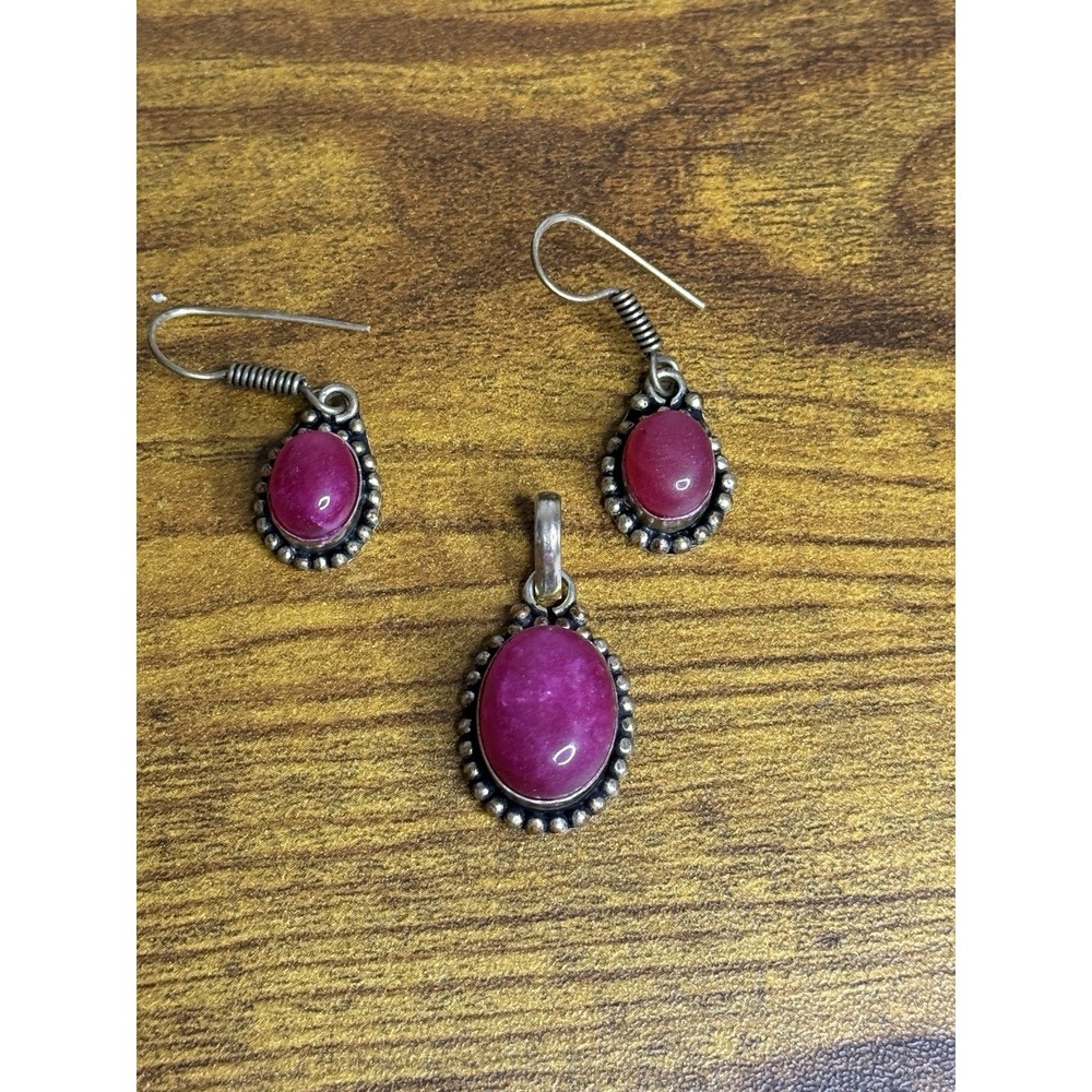 Pink Opal Natural Gemstone‎ Handcrafted Dangle Drop Earrings And Pendant